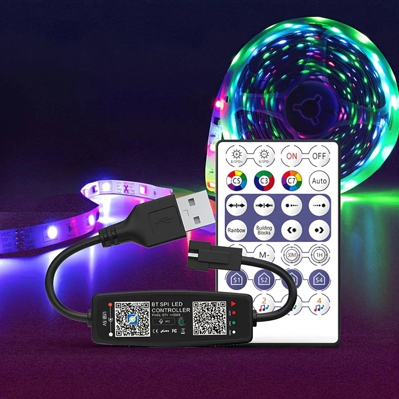 WS2812B Controller Bluetooth Music APP Control for Pixel LED Strip Light SK6812 WS2811 WS2812 Tape Lights USB 5V Remote Control
