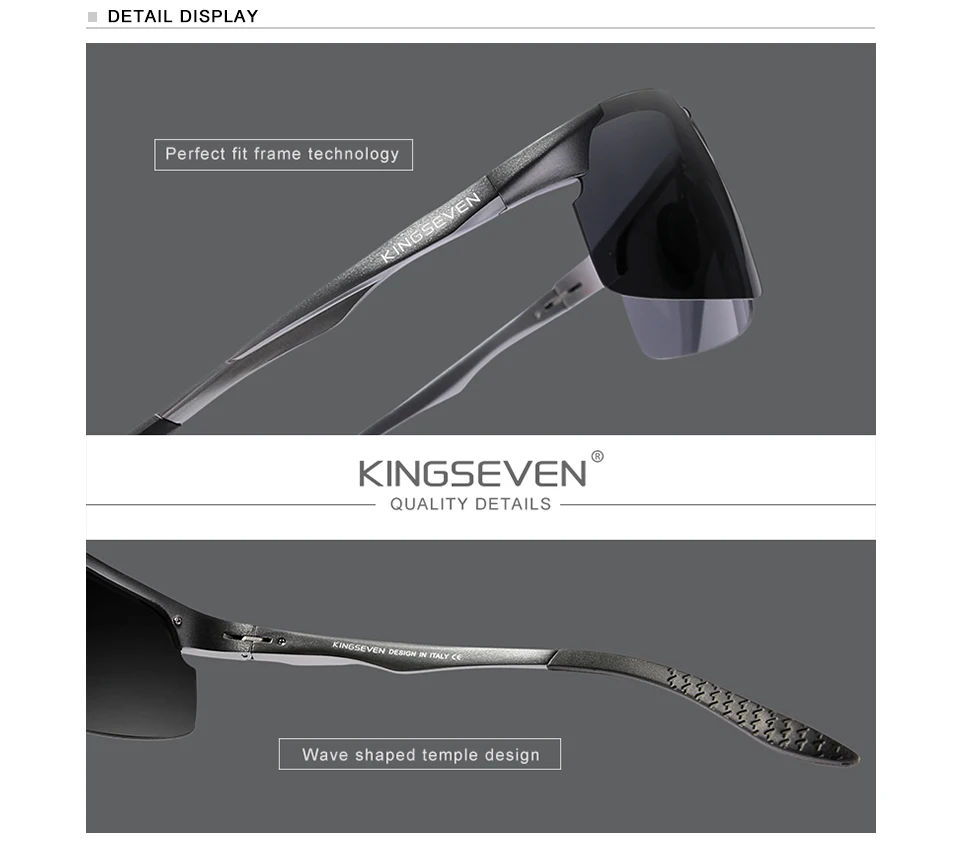 Genuine KINGSEVEN Polarized Men Aluminum Sunglasses Driving Mirror Lens Male Sun Glasses Aviation Women For Men Eyewear 9126