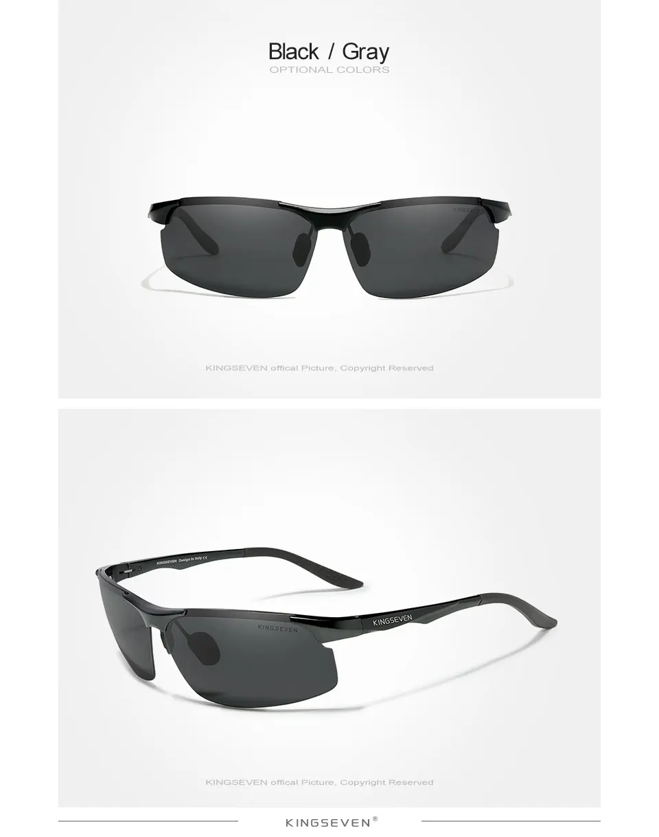 Genuine KINGSEVEN Polarized Men Aluminum Sunglasses Driving Mirror Lens Male Sun Glasses Aviation Women For Men Eyewear 9126