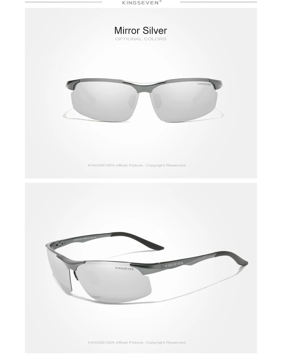 Genuine KINGSEVEN Polarized Men Aluminum Sunglasses Driving Mirror Lens Male Sun Glasses Aviation Women For Men Eyewear 9126