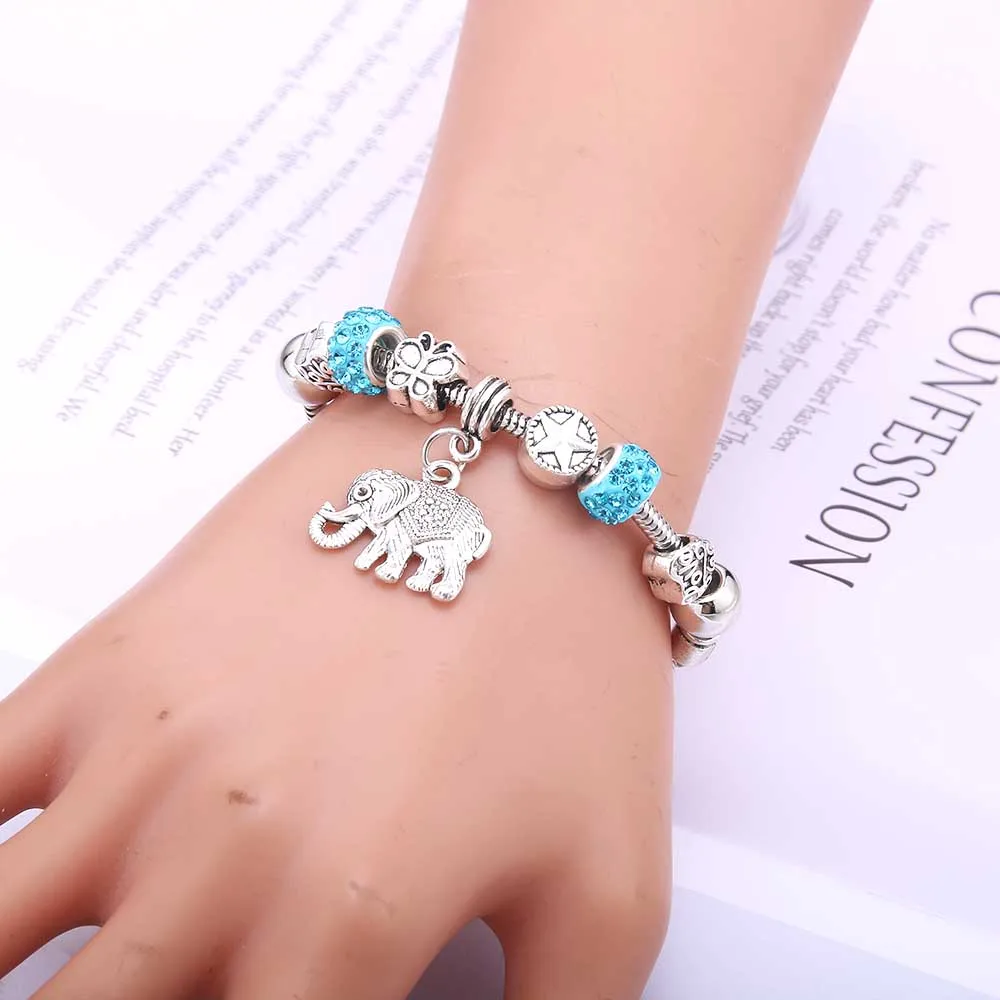 Papa Snap Brand Women Bracelet Colorful Crystal Charm Bracelet for Women DIY Beads Bracelets & Bangles Jewelry Gift