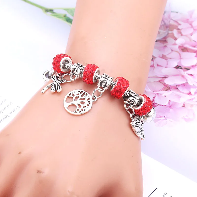 Papa Snap Brand Women Bracelet Colorful Crystal Charm Bracelet for Women DIY Beads Bracelets & Bangles Jewelry Gift