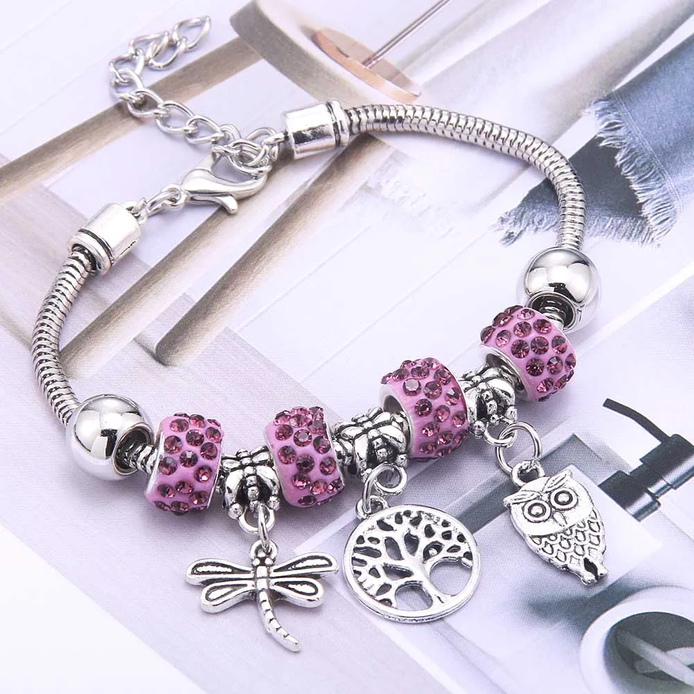 Papa Snap Brand Women Bracelet Colorful Crystal Charm Bracelet for Women DIY Beads Bracelets & Bangles Jewelry Gift