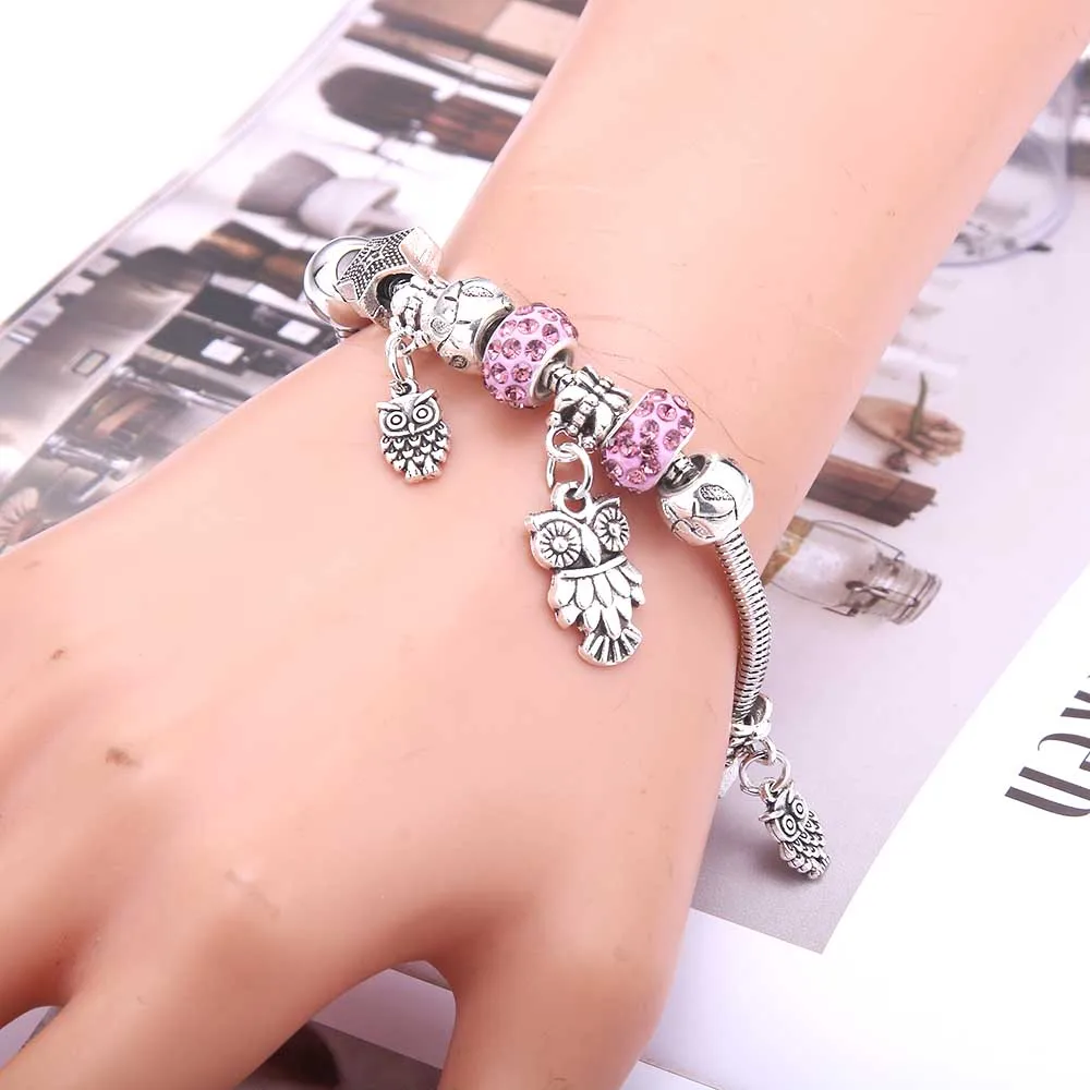 Papa Snap Brand Women Bracelet Colorful Crystal Charm Bracelet for Women DIY Beads Bracelets & Bangles Jewelry Gift