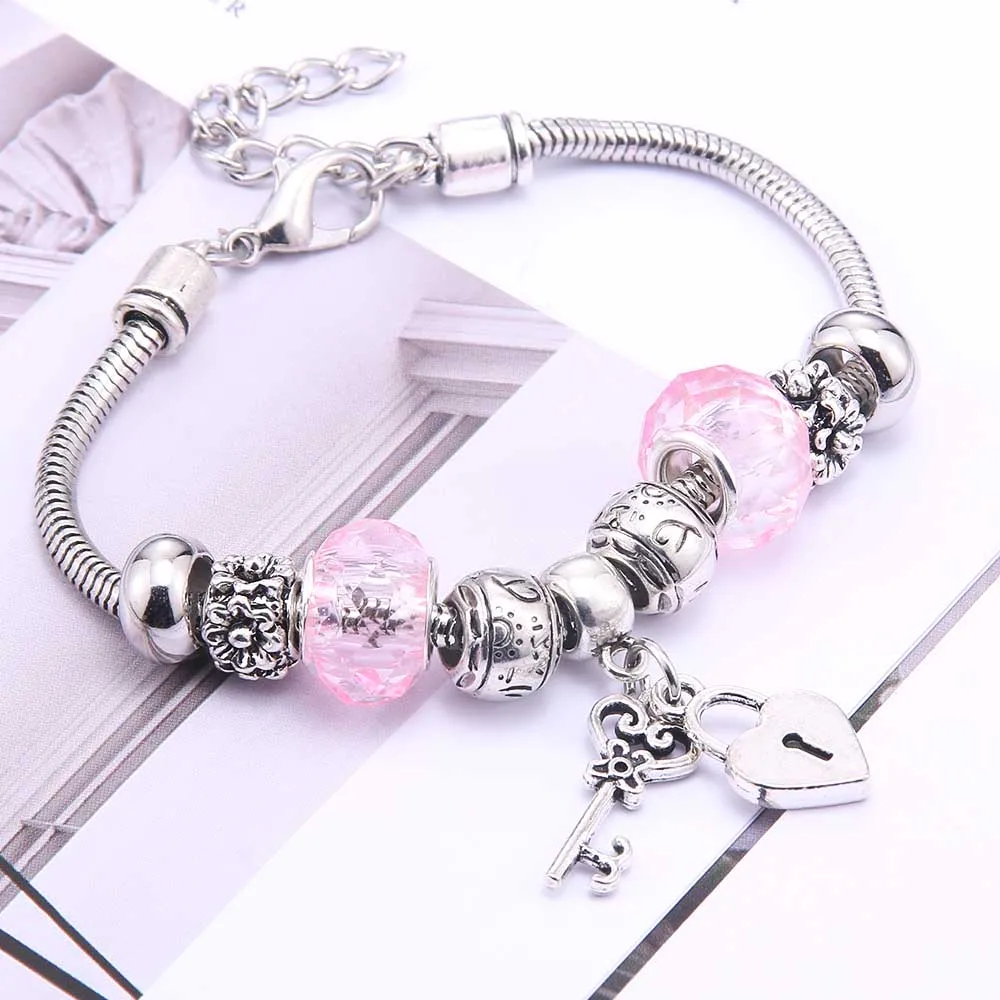 Papa Snap Brand Women Bracelet Colorful Crystal Charm Bracelet for Women DIY Beads Bracelets & Bangles Jewelry Gift