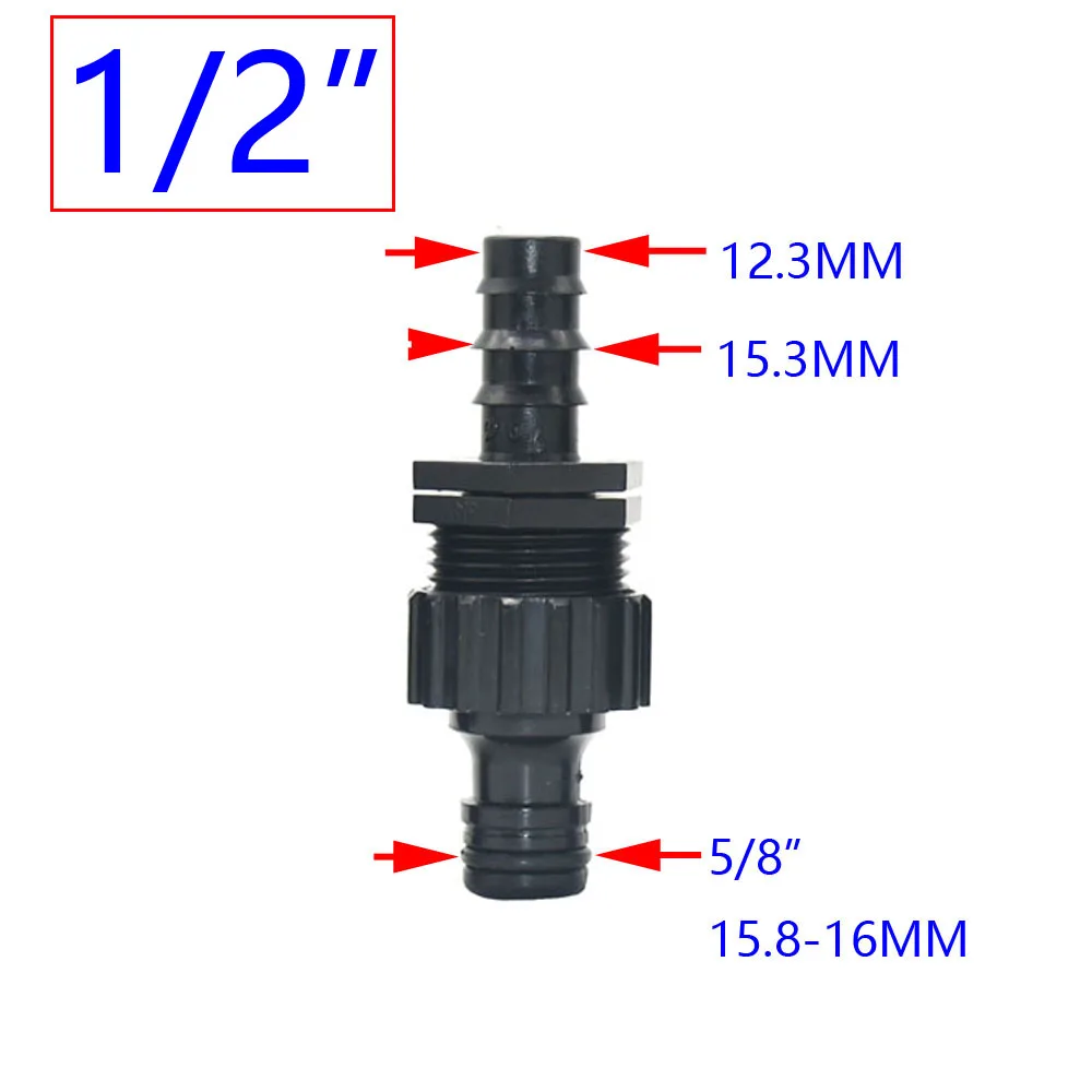 Barbed 1/4 3/8 1/2 3/4 1inch Hose Quick Connector 4/7mm 8/11mm 16mm 20mm 25mm Water Hose Connector Tap 1pcs