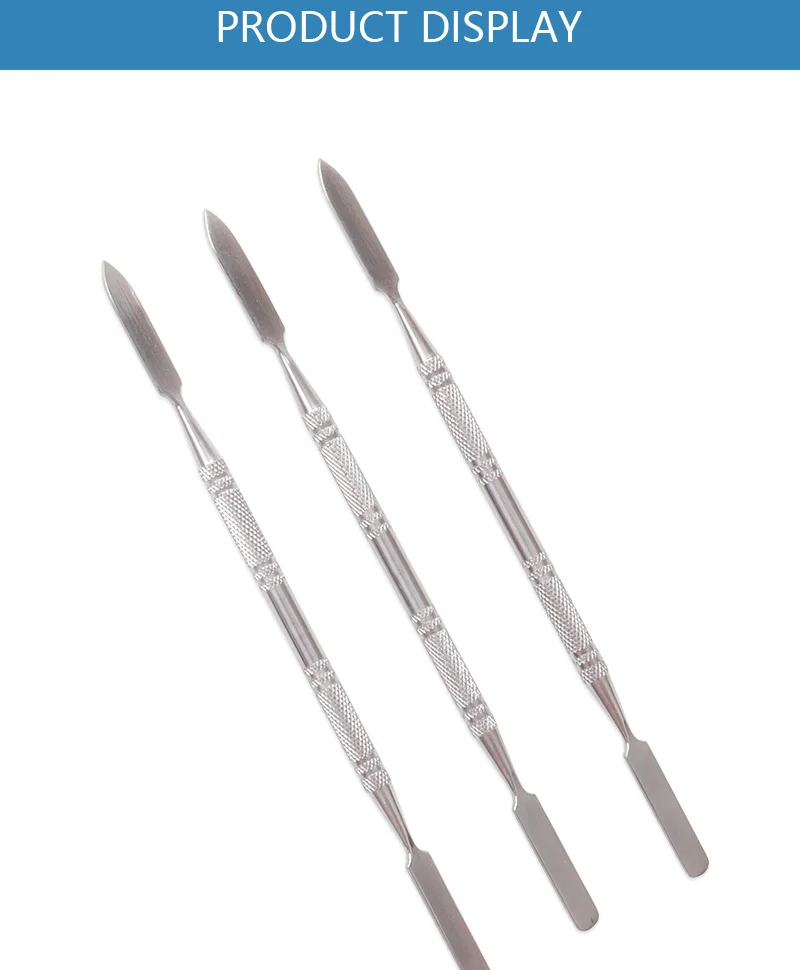 NEW Style Stainless Steel Cuticle Pusher Nail Art Stirring Polish Powder Blend Spatulas Tone Rods Manicure Remover Makeup Tools