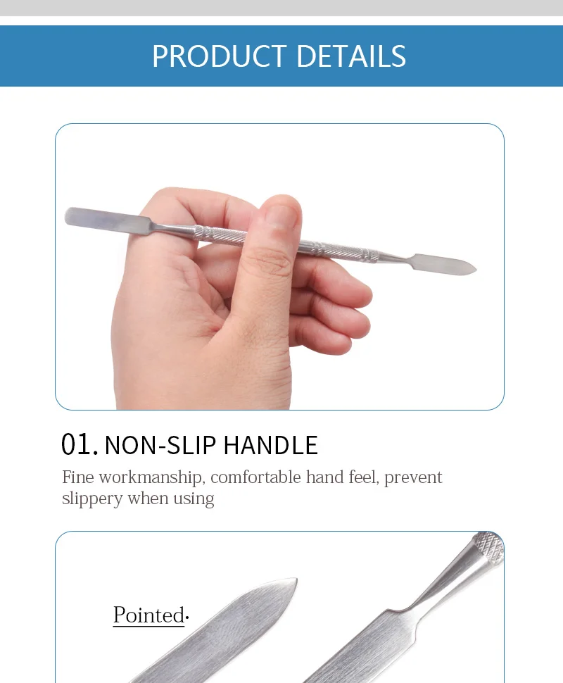 NEW Style Stainless Steel Cuticle Pusher Nail Art Stirring Polish Powder Blend Spatulas Tone Rods Manicure Remover Makeup Tools