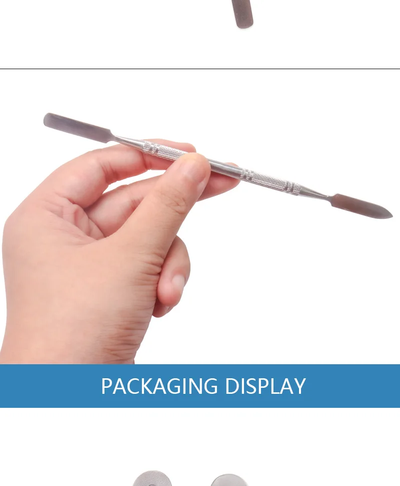 NEW Style Stainless Steel Cuticle Pusher Nail Art Stirring Polish Powder Blend Spatulas Tone Rods Manicure Remover Makeup Tools