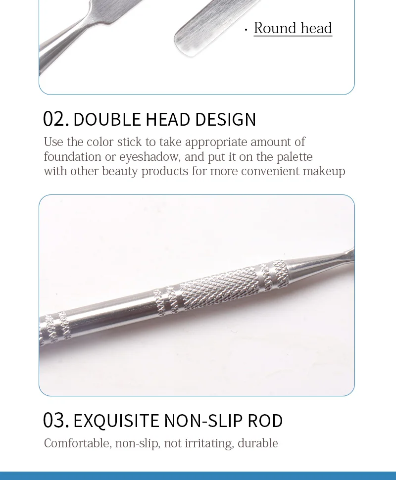 NEW Style Stainless Steel Cuticle Pusher Nail Art Stirring Polish Powder Blend Spatulas Tone Rods Manicure Remover Makeup Tools