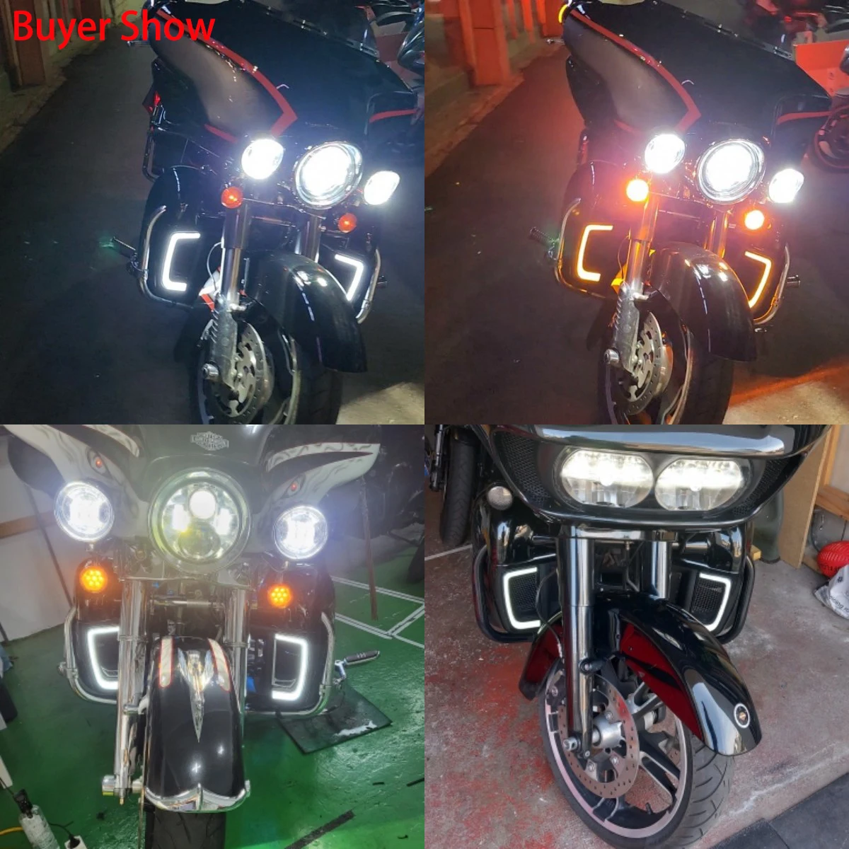 Motorcycle LED Turn Signal Light Fairing Lower Grills Black For Harley Touring Street Glide Road Glide Electra Glide FLHTK FLTRU