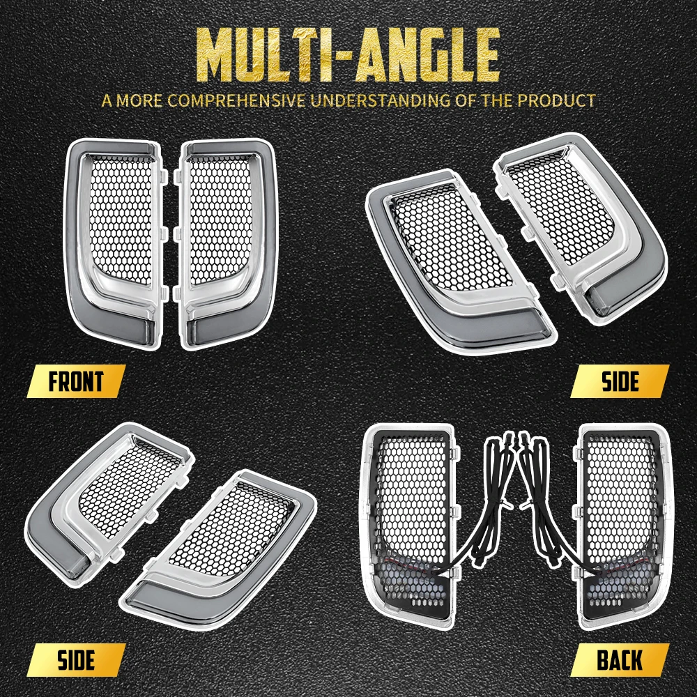 Motorcycle LED Turn Signal Light Fairing Lower Grills Black For Harley Touring Street Glide Road Glide Electra Glide FLHTK FLTRU