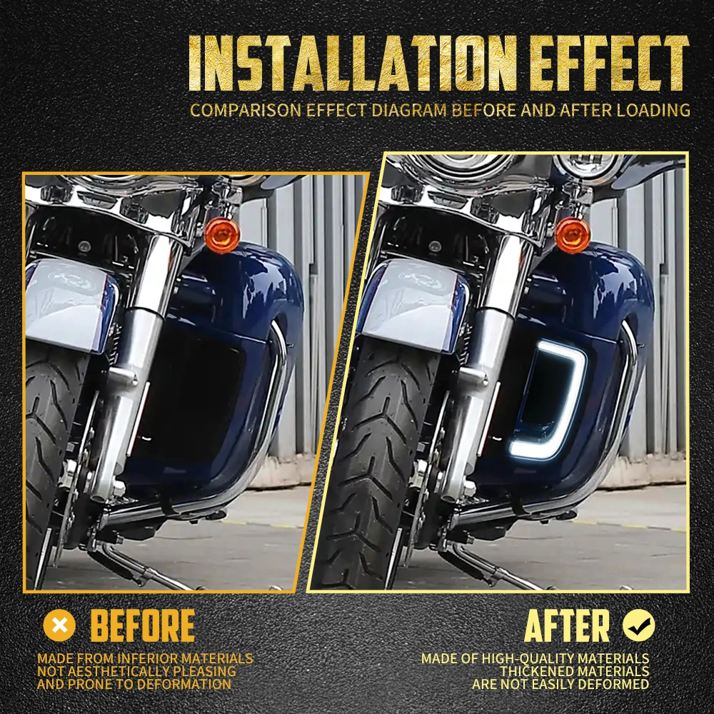 Motorcycle LED Turn Signal Light Fairing Lower Grills Black For Harley Touring Street Glide Road Glide Electra Glide FLHTK FLTRU