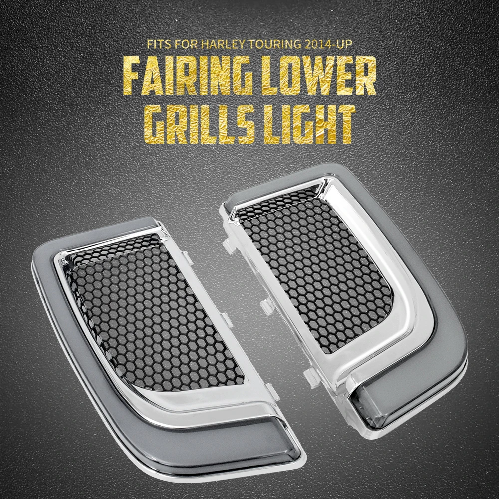 Motorcycle LED Turn Signal Light Fairing Lower Grills Black For Harley Touring Street Glide Road Glide Electra Glide FLHTK FLTRU