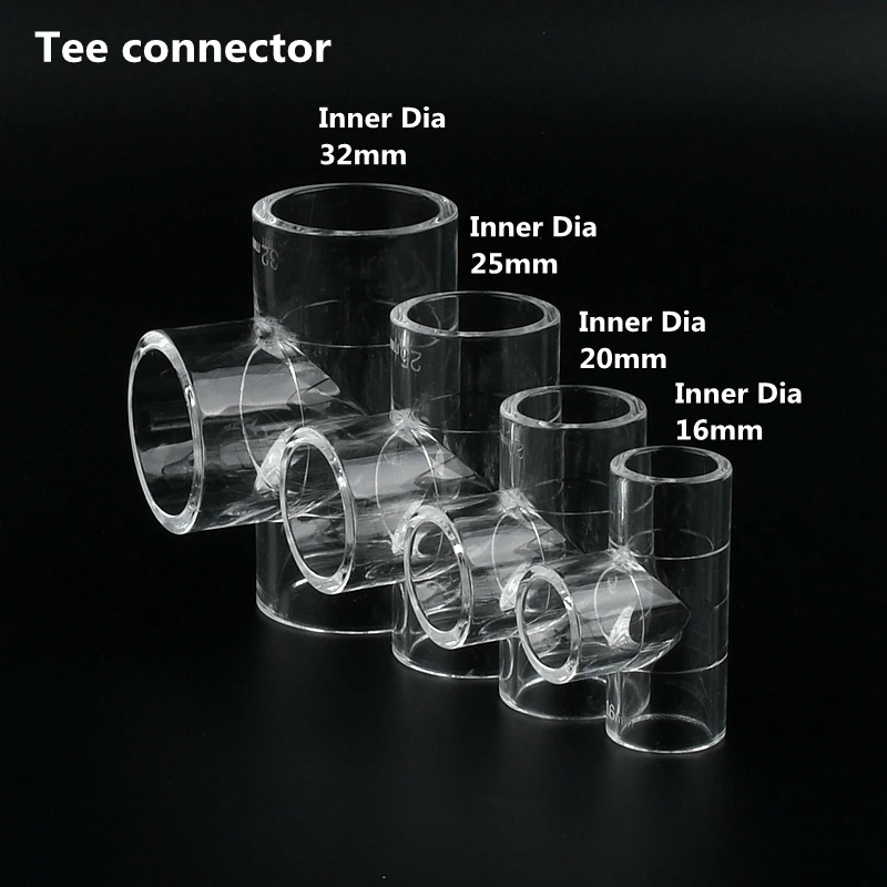 1~3PCS Acrylic Pipe Fitting Elbow Tee End Cap Transparent Plexiglass Fish Tank Joints Water Tank Accessories Acrylic Connector