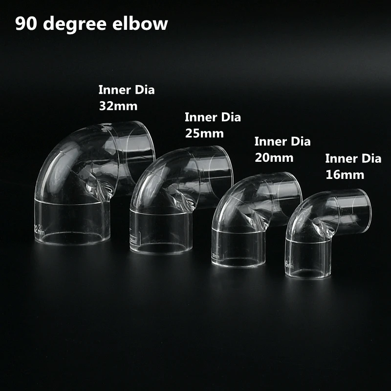 1~3PCS Acrylic Pipe Fitting Elbow Tee End Cap Transparent Plexiglass Fish Tank Joints Water Tank Accessories Acrylic Connector