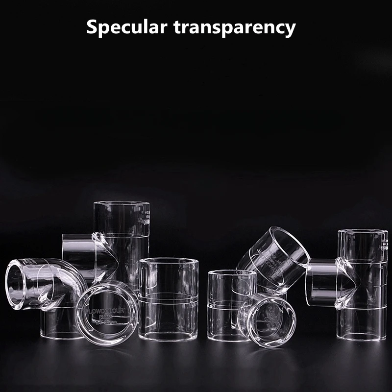 1~3PCS Acrylic Pipe Fitting Elbow Tee End Cap Transparent Plexiglass Fish Tank Joints Water Tank Accessories Acrylic Connector