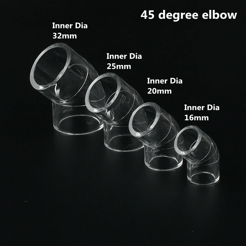 1~3PCS Acrylic Pipe Fitting Elbow Tee End Cap Transparent Plexiglass Fish Tank Joints Water Tank Accessories Acrylic Connector