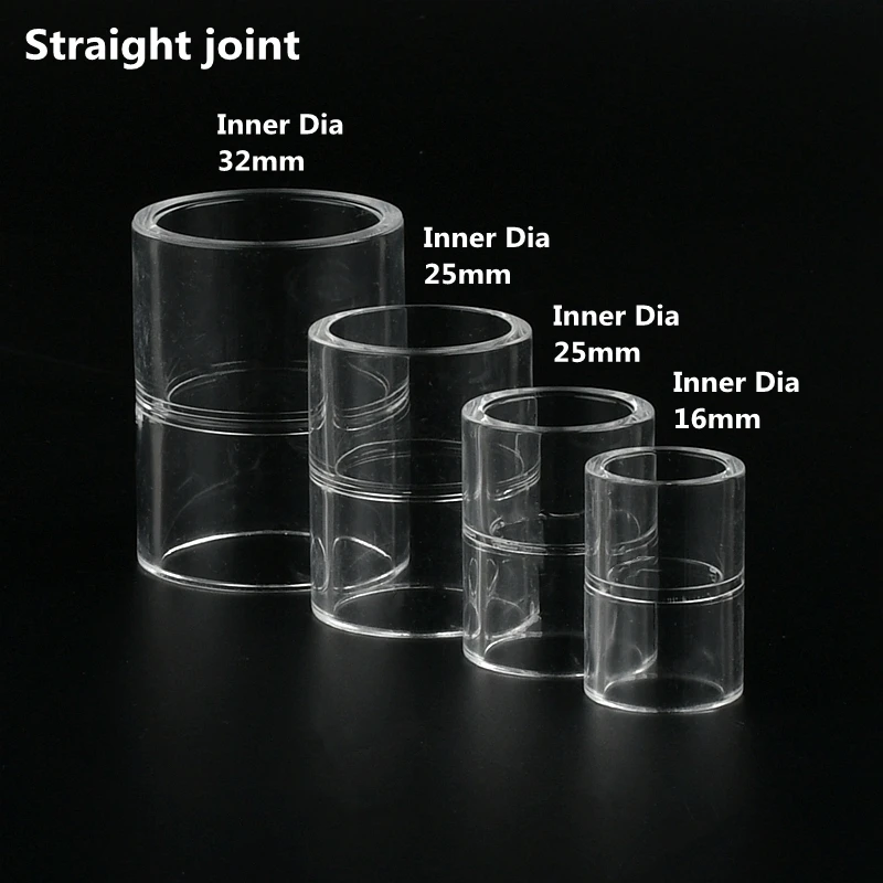 1~3PCS Acrylic Pipe Fitting Elbow Tee End Cap Transparent Plexiglass Fish Tank Joints Water Tank Accessories Acrylic Connector