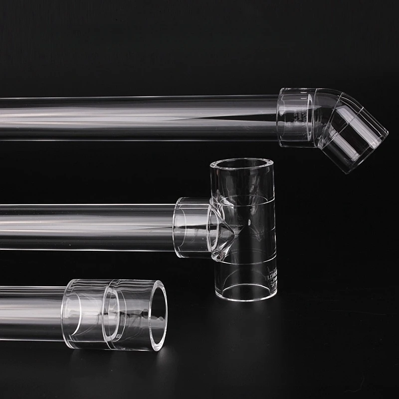 1~3PCS Acrylic Pipe Fitting Elbow Tee End Cap Transparent Plexiglass Fish Tank Joints Water Tank Accessories Acrylic Connector