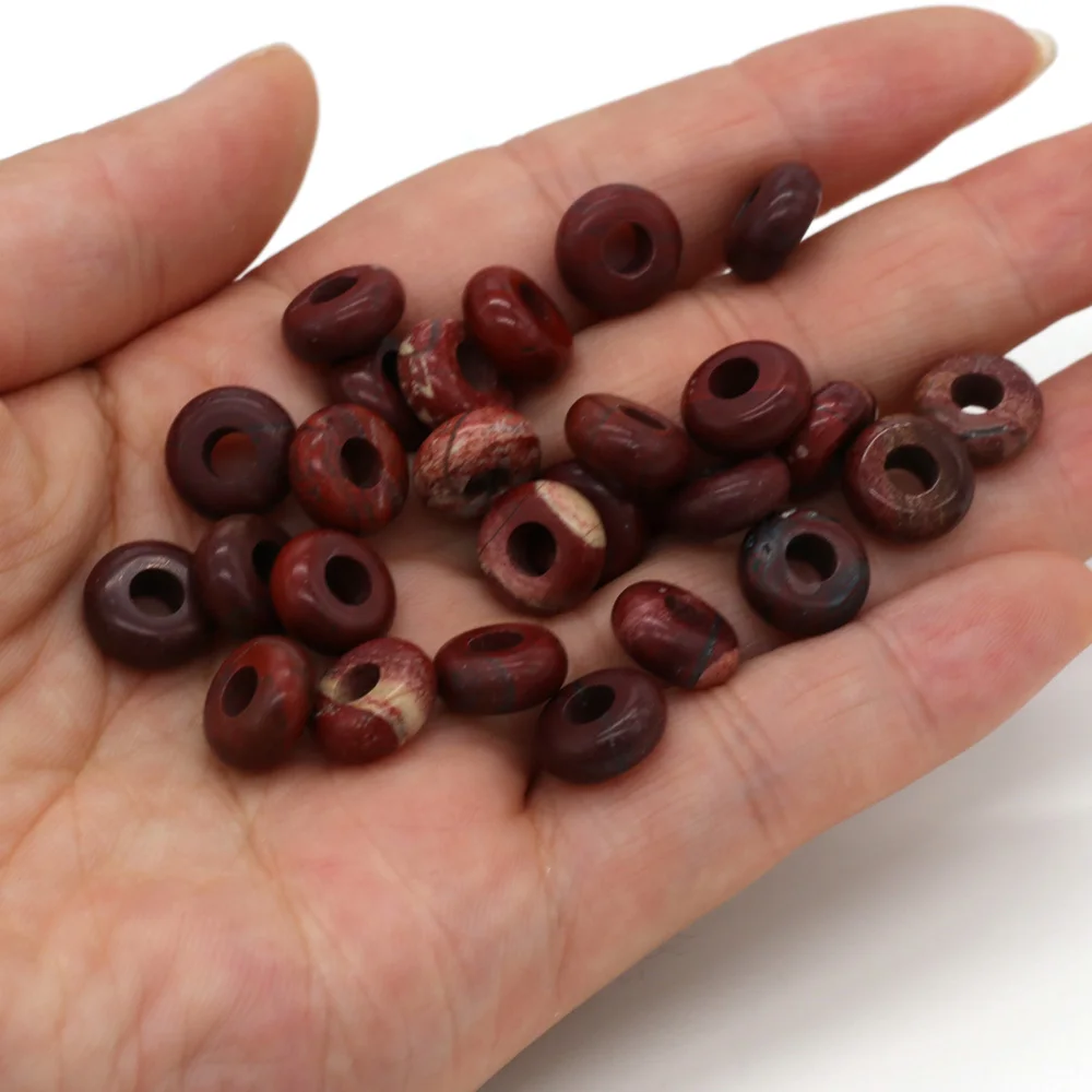 New 10pcs / Lot Natural Agates Beads Abacus Shape Big Hole Natural Stone Beads Size 5x10mm for Making Jewelry Necklace Hole 4mm