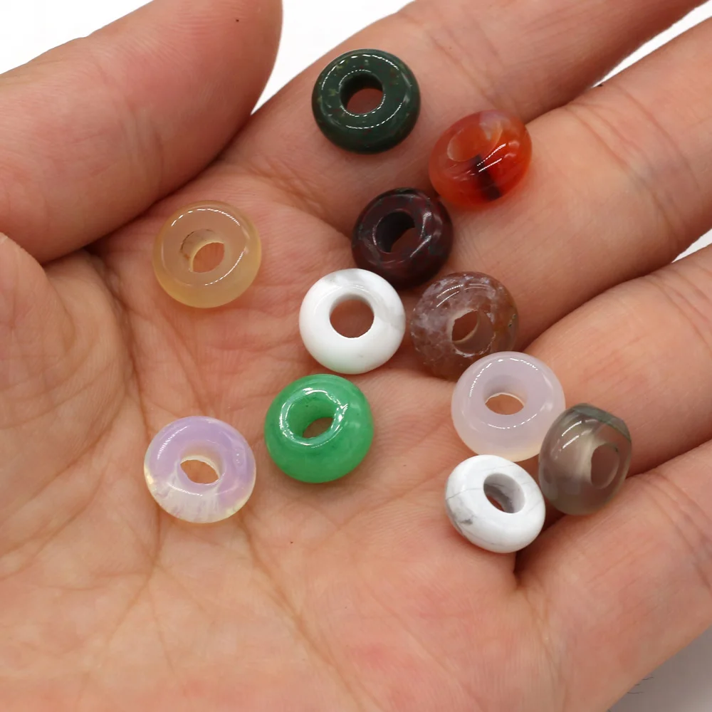 New 10pcs / Lot Natural Agates Beads Abacus Shape Big Hole Natural Stone Beads Size 5x10mm for Making Jewelry Necklace Hole 4mm