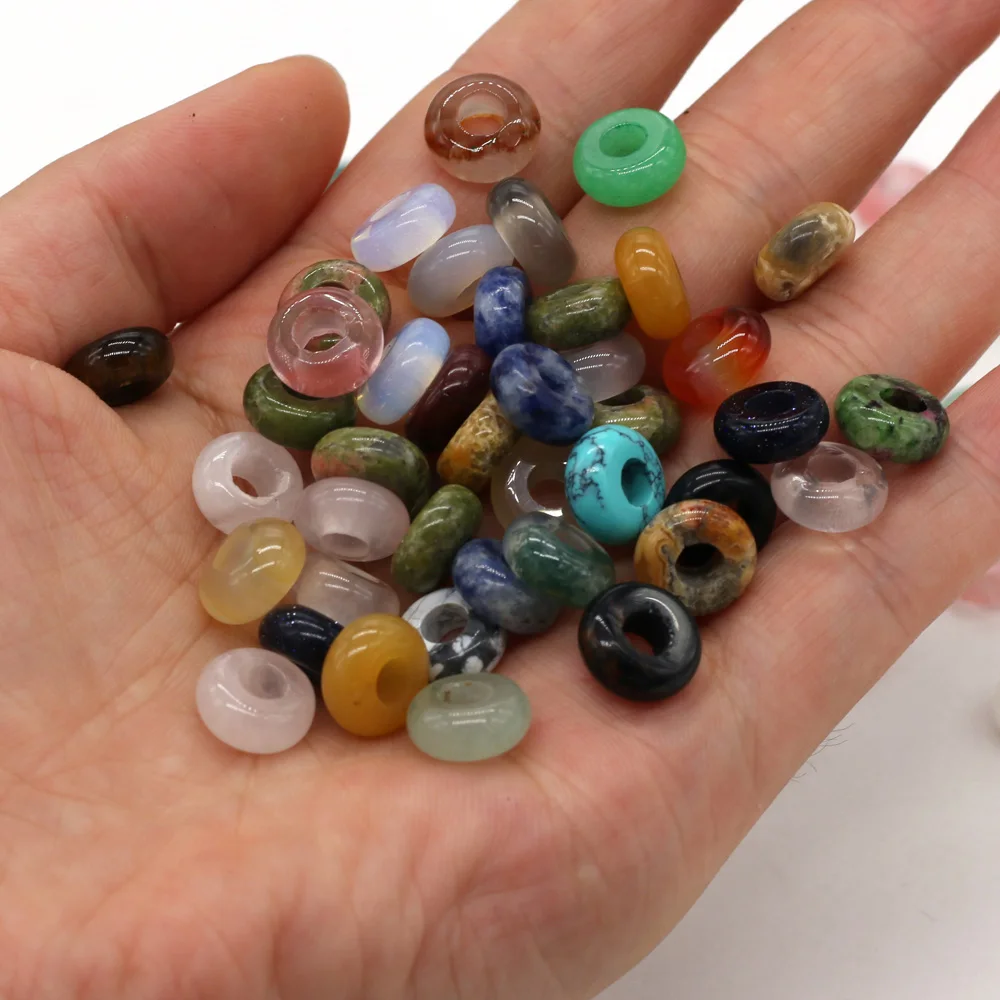 New 10pcs / Lot Natural Agates Beads Abacus Shape Big Hole Natural Stone Beads Size 5x10mm for Making Jewelry Necklace Hole 4mm
