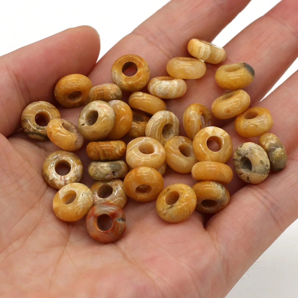 New 10pcs / Lot Natural Agates Beads Abacus Shape Big Hole Natural Stone Beads Size 5x10mm for Making Jewelry Necklace Hole 4mm