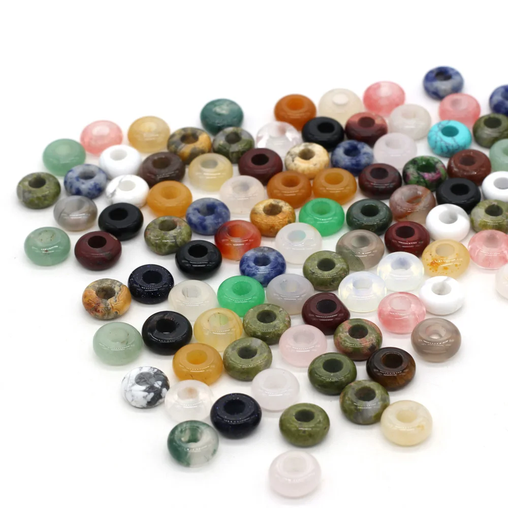 New 10pcs / Lot Natural Agates Beads Abacus Shape Big Hole Natural Stone Beads Size 5x10mm for Making Jewelry Necklace Hole 4mm