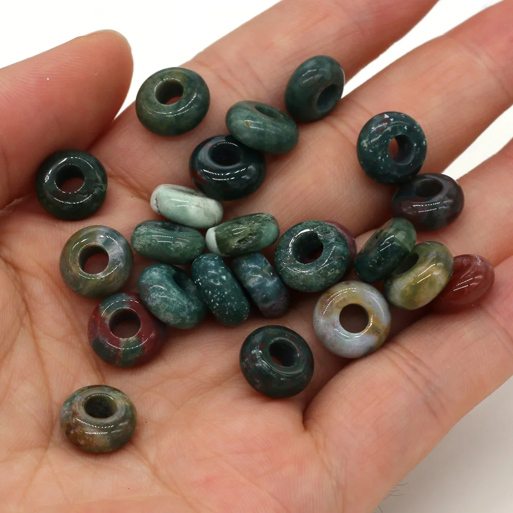 New 10pcs / Lot Natural Agates Beads Abacus Shape Big Hole Natural Stone Beads Size 5x10mm for Making Jewelry Necklace Hole 4mm