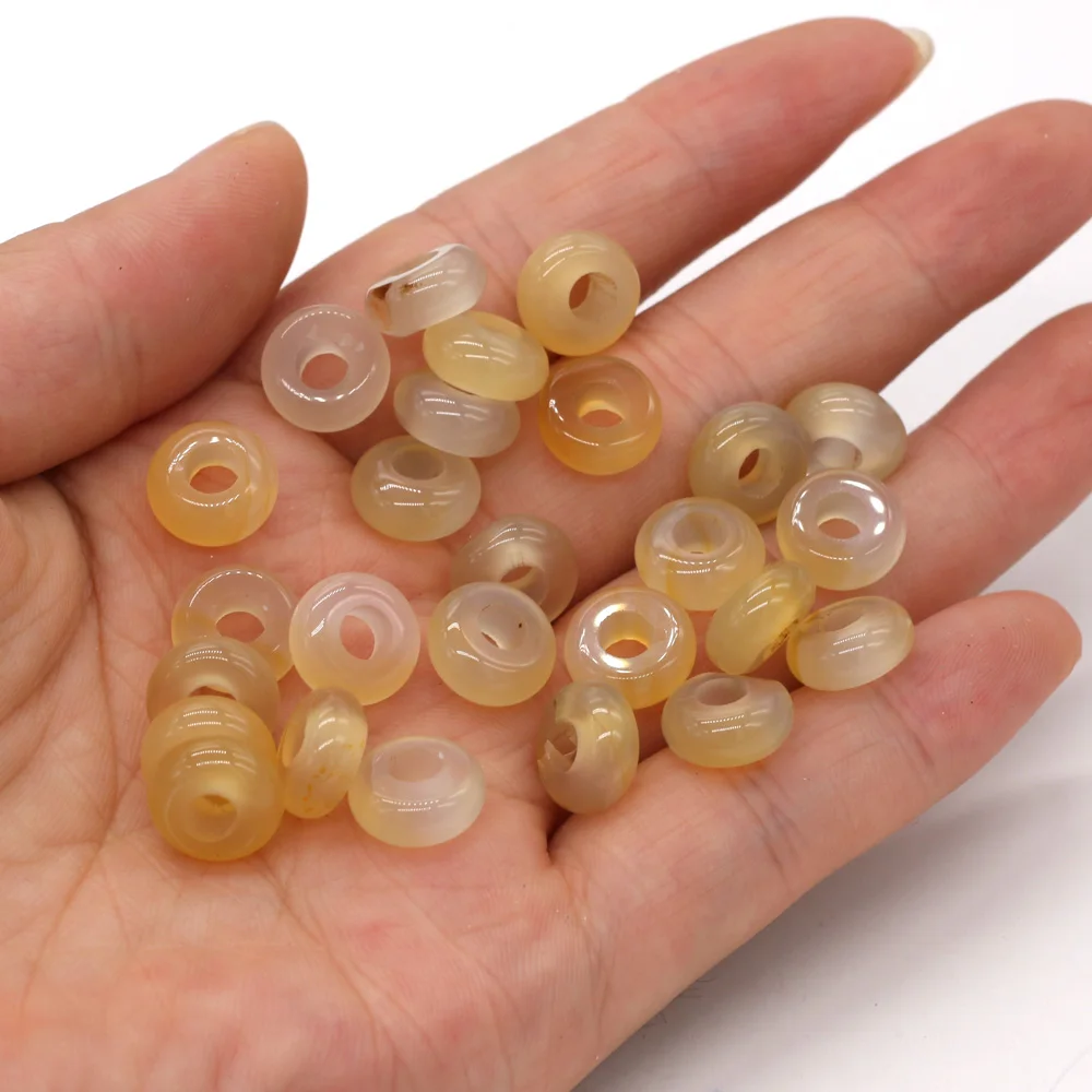 New 10pcs / Lot Natural Agates Beads Abacus Shape Big Hole Natural Stone Beads Size 5x10mm for Making Jewelry Necklace Hole 4mm