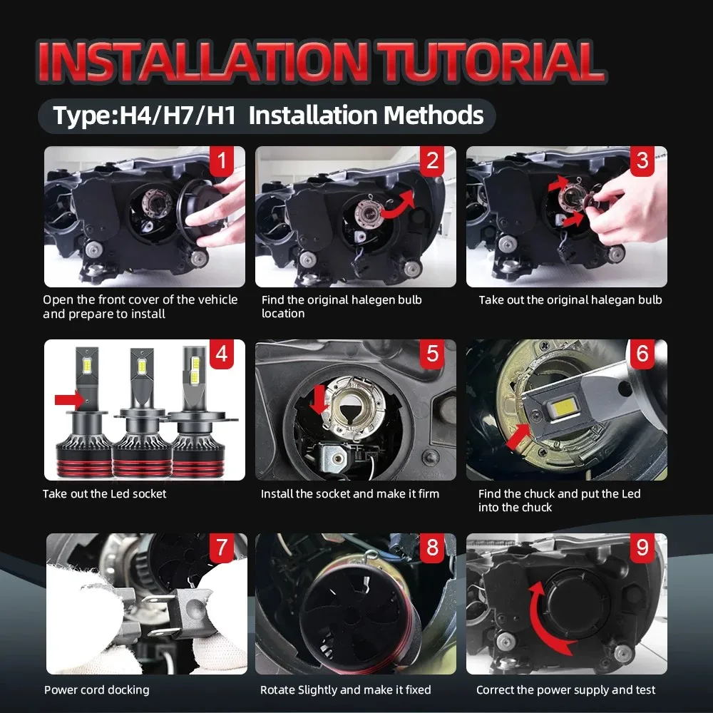 Car Headlight CSP 32000LM 160W H4 LED H7 Canbus H1 H3 H8 H11 9005 9006 9007 880 8000K 6000K Car Auto Headlamp Led Lights For Car