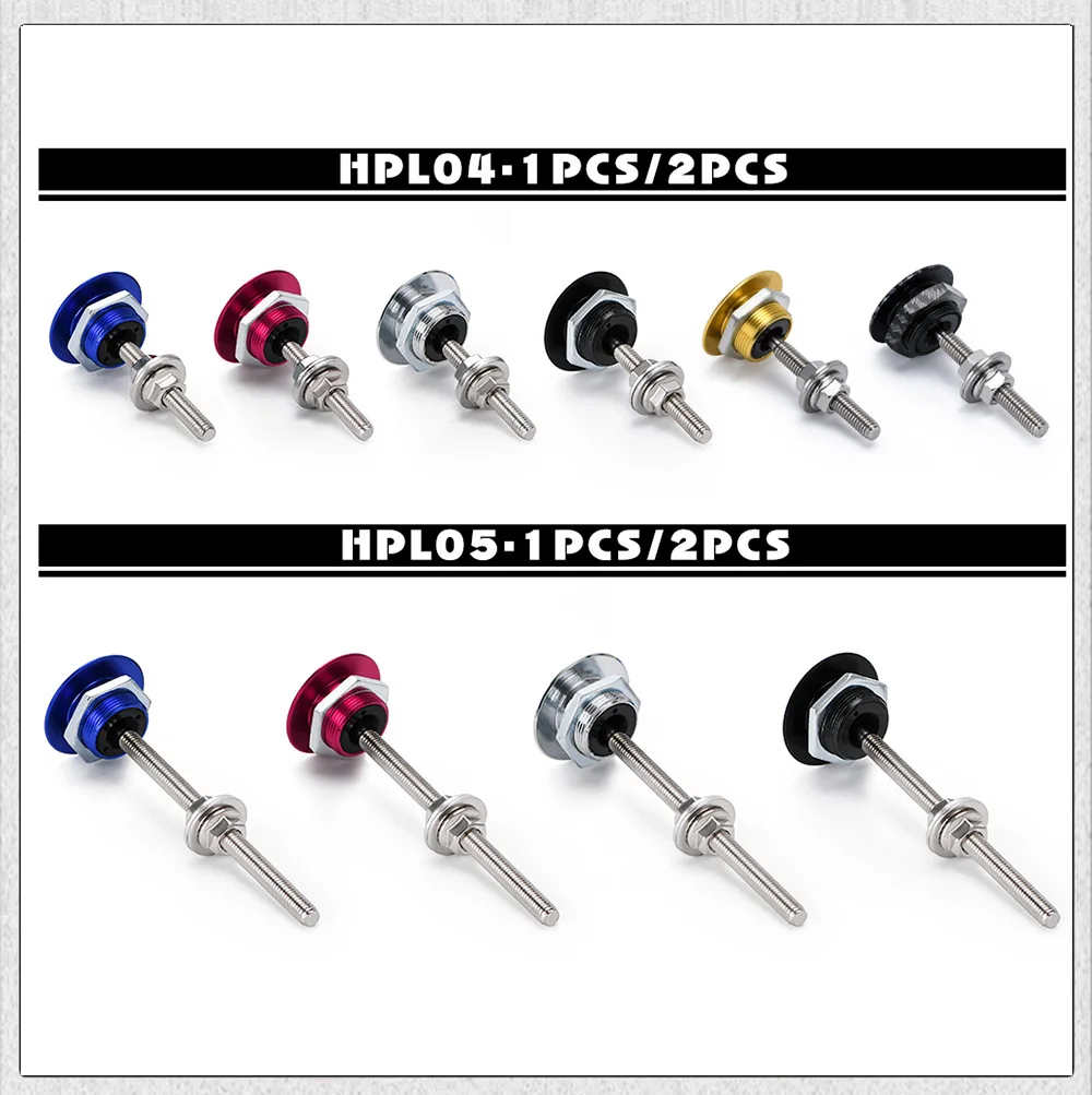 1.25' Universal Style Push Button Billet Hood Pins Lock Clip Kit For BMW Ect Car Quick Pins PQY-HPL04/05