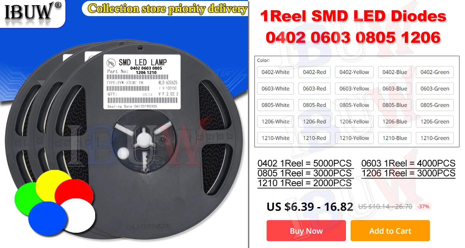 100pcs 0402 0603 0805 1206 1210 3528 5050 5730 smd led Red Yellow Green White Blue light emitting diode Clear LED Light Diode 