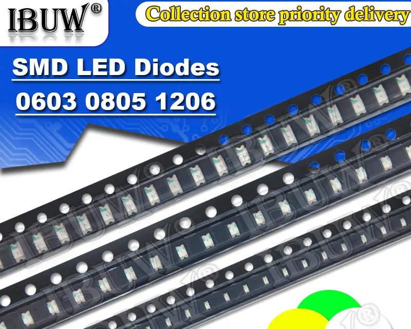 100pcs 0402 0603 0805 1206 1210 3528 5050 5730 smd led Red Yellow Green White Blue light emitting diode Clear LED Light Diode 