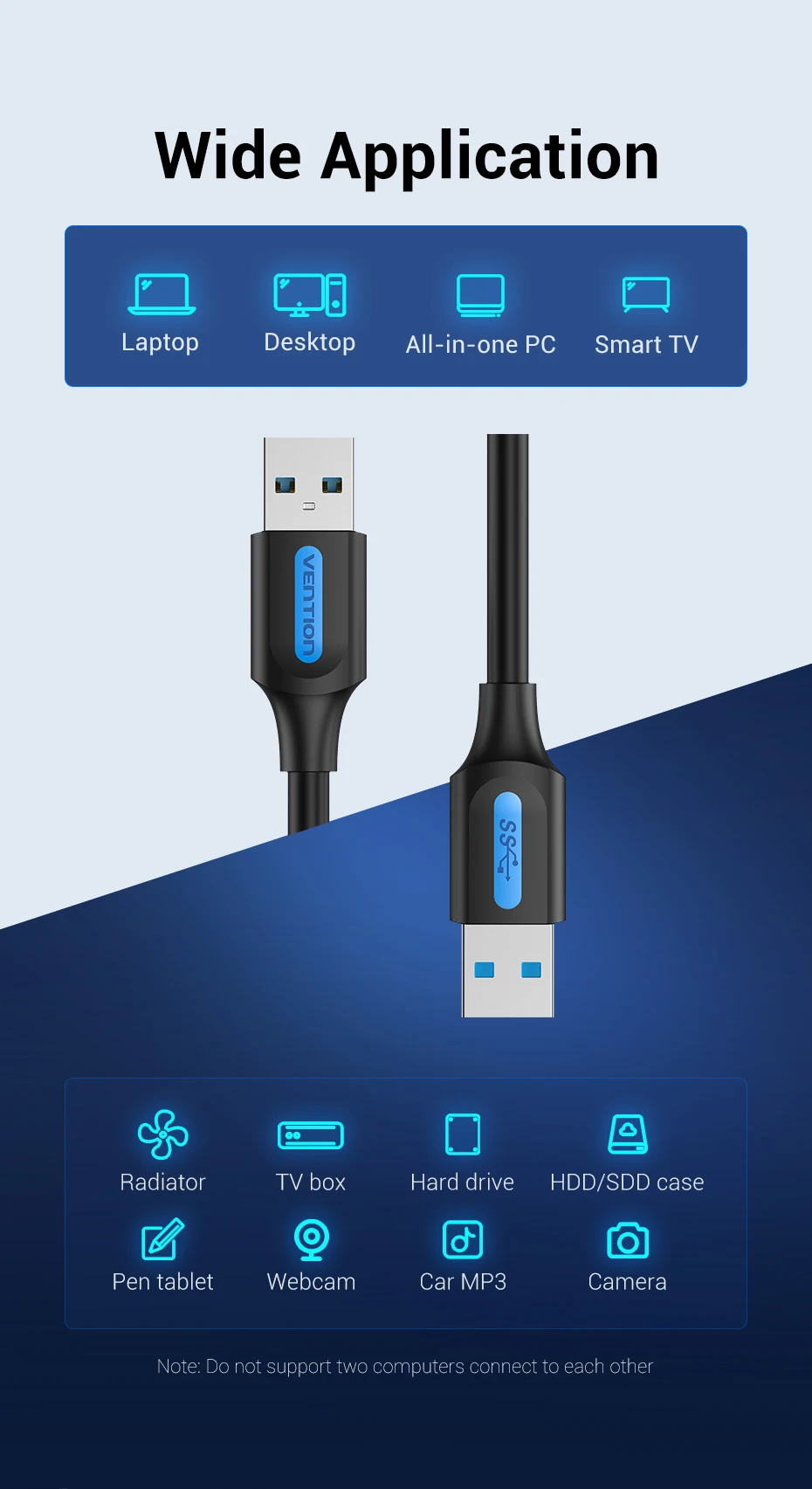 Vention USB 3.0 Extension Cable Type A Male to Male Cable 3.0 2.0 Extender Cord for Hard Drive TV Box Laptop USB to USB Cable