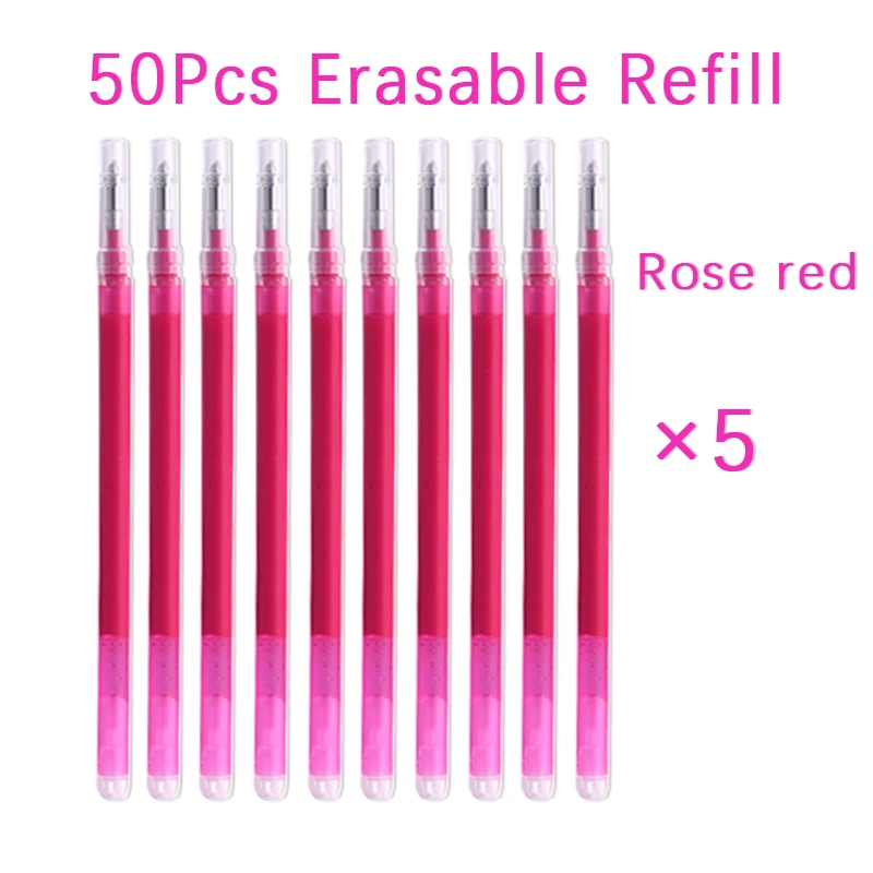 50 Pcs/Set 0.7mm Erasable Pen Refill Rod Magic Erasable Gel Pen Blue Black Ink 8 Color Office Stationery Writing Supplies