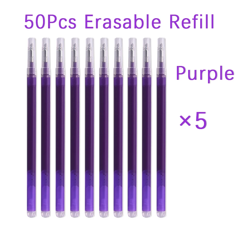 50 Pcs/Set 0.7mm Erasable Pen Refill Rod Magic Erasable Gel Pen Blue Black Ink 8 Color Office Stationery Writing Supplies