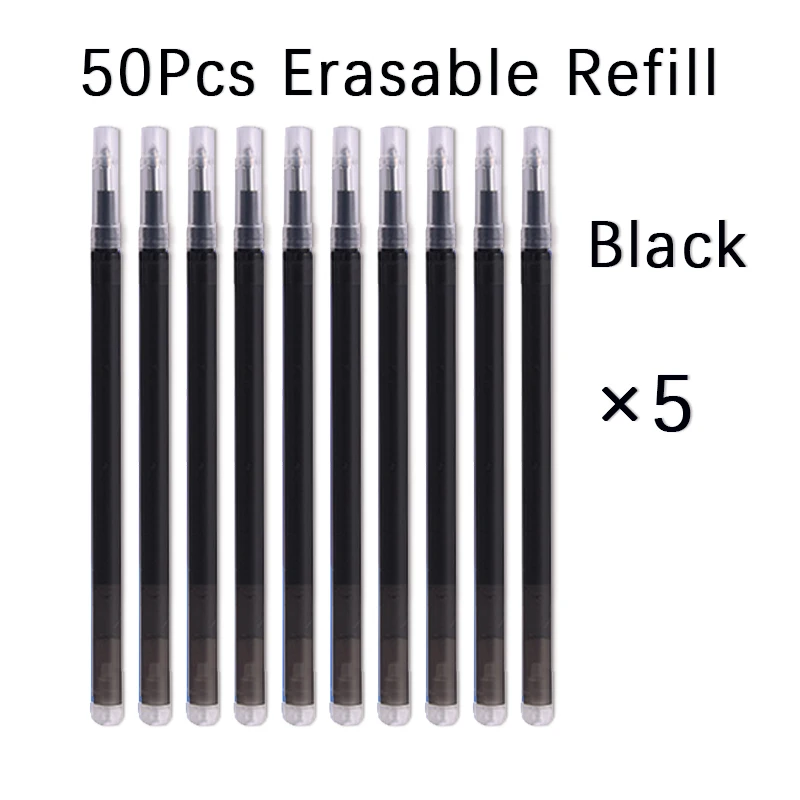 50 Pcs/Set 0.7mm Erasable Pen Refill Rod Magic Erasable Gel Pen Blue Black Ink 8 Color Office Stationery Writing Supplies