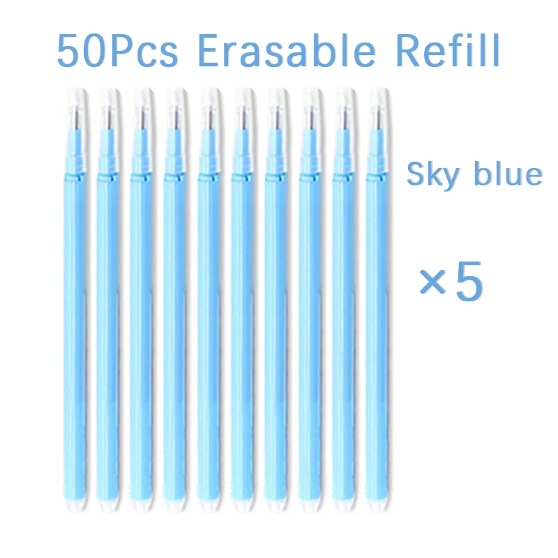 50 Pcs/Set 0.7mm Erasable Pen Refill Rod Magic Erasable Gel Pen Blue Black Ink 8 Color Office Stationery Writing Supplies