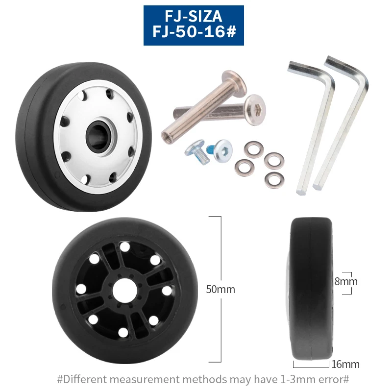 Luggage Suitcase Replacement Wheels OD 36-50mm Axles Deluxe Black With Screw Suitable For 18-26 Inch Suitcase Swivel Caster