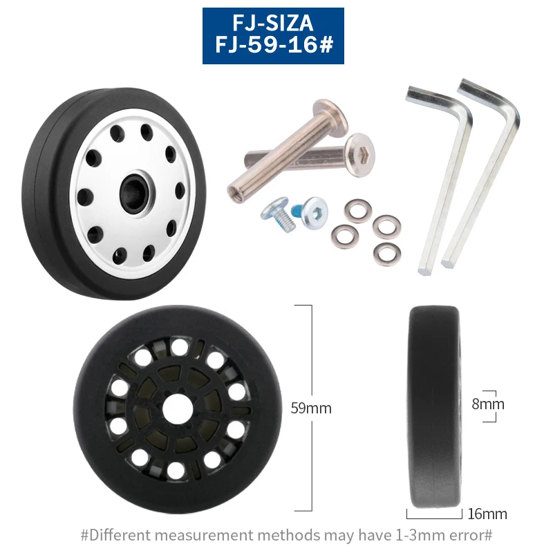 Luggage Suitcase Replacement Wheels OD 36-50mm Axles Deluxe Black With Screw Suitable For 18-26 Inch Suitcase Swivel Caster