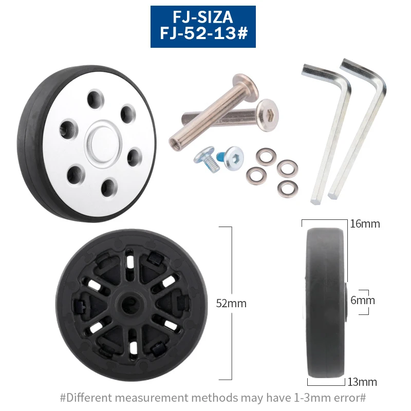 Luggage Suitcase Replacement Wheels OD 36-50mm Axles Deluxe Black With Screw Suitable For 18-26 Inch Suitcase Swivel Caster