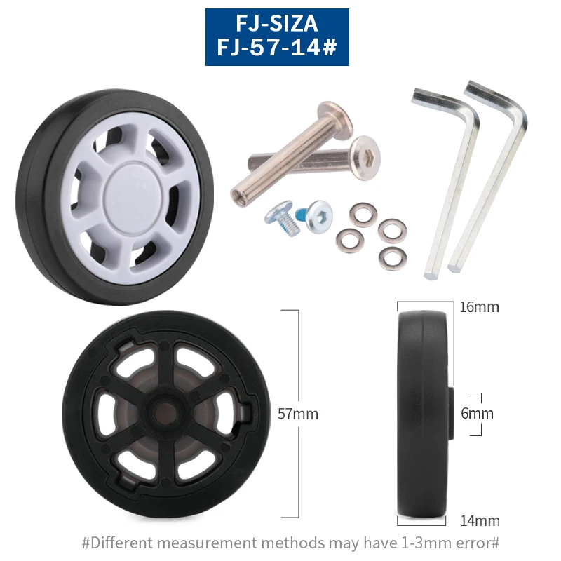 Luggage Suitcase Replacement Wheels OD 36-50mm Axles Deluxe Black With Screw Suitable For 18-26 Inch Suitcase Swivel Caster