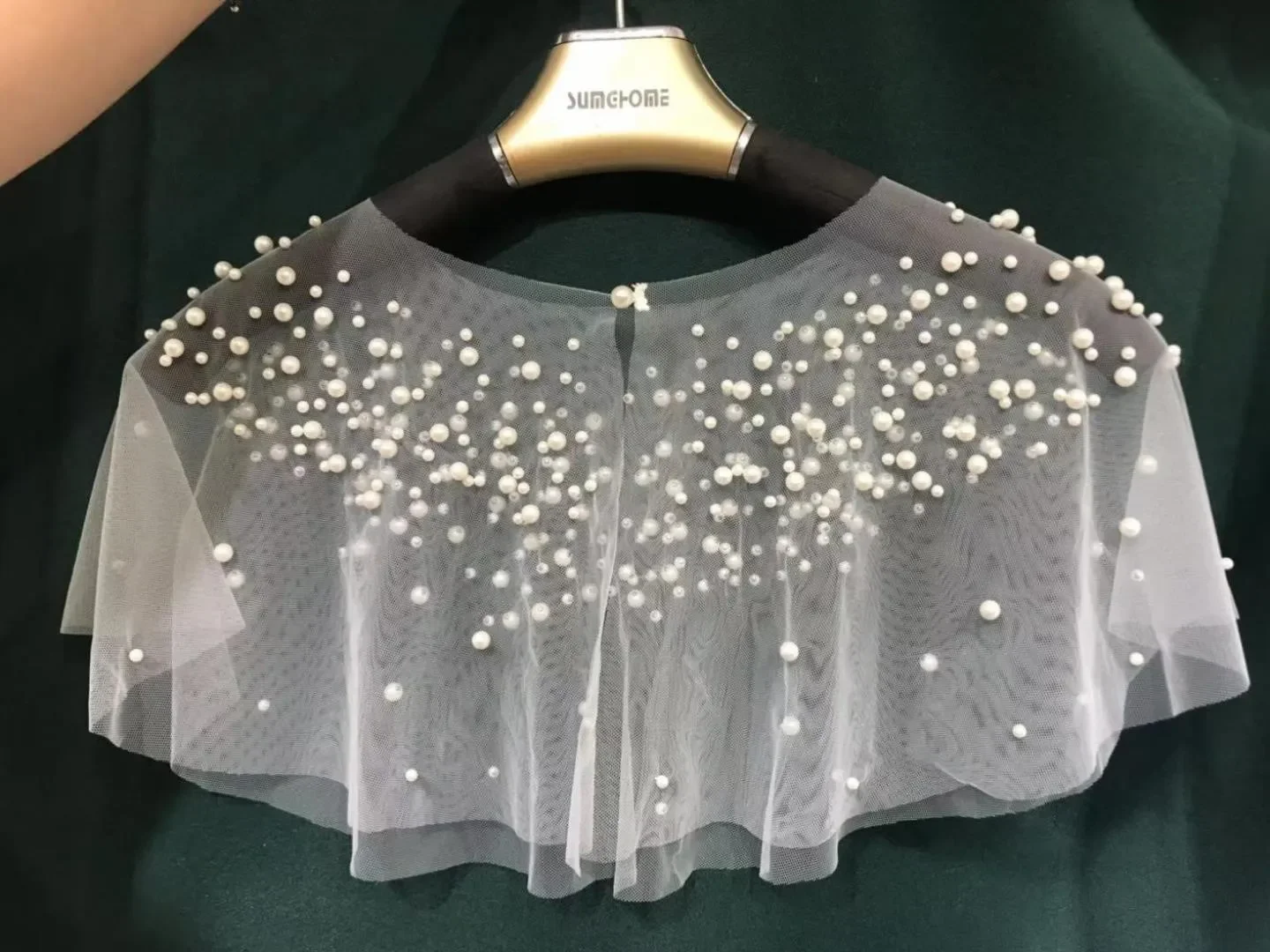 Pearls Tulle Wedding Wrap Short Prom Party Shawl BOLERO Bridal Cape Elegant Wedding Jacket Customized