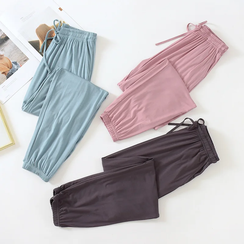 Japanese New Style Home Service Ladies Pants Spring And Summer Thin Modal Loose Large Size Solid Color Home Pants Women Bottoms