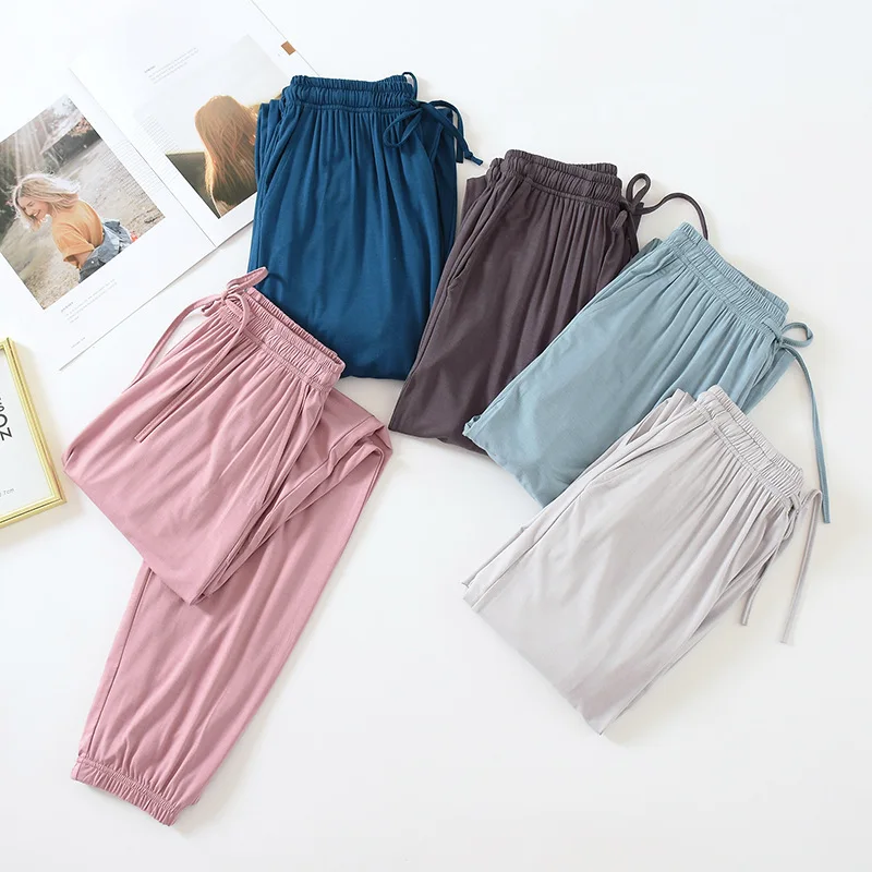 Japanese New Style Home Service Ladies Pants Spring And Summer Thin Modal Loose Large Size Solid Color Home Pants Women Bottoms