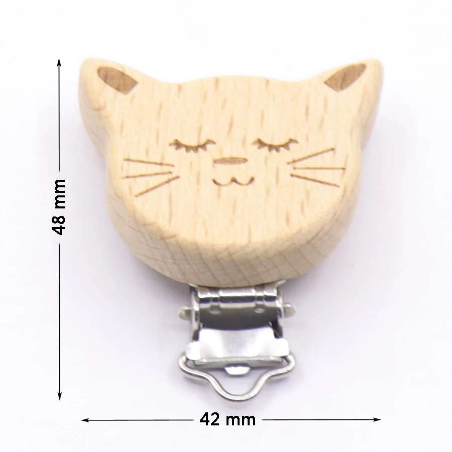 5PCS Wooden Rabbit Star Pacifier Clip Baby Accessories Wooden Animal Pacifier Metal Holder Elephant Pacifier Wooden Baby Teeth