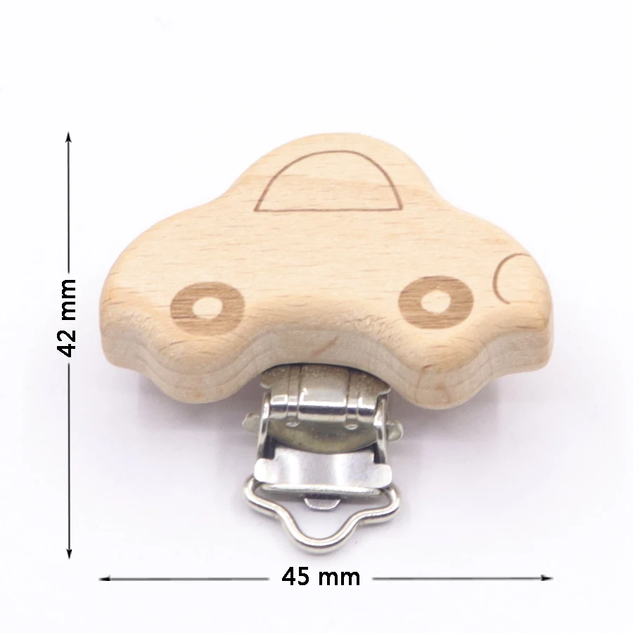 5PCS Wooden Rabbit Star Pacifier Clip Baby Accessories Wooden Animal Pacifier Metal Holder Elephant Pacifier Wooden Baby Teeth