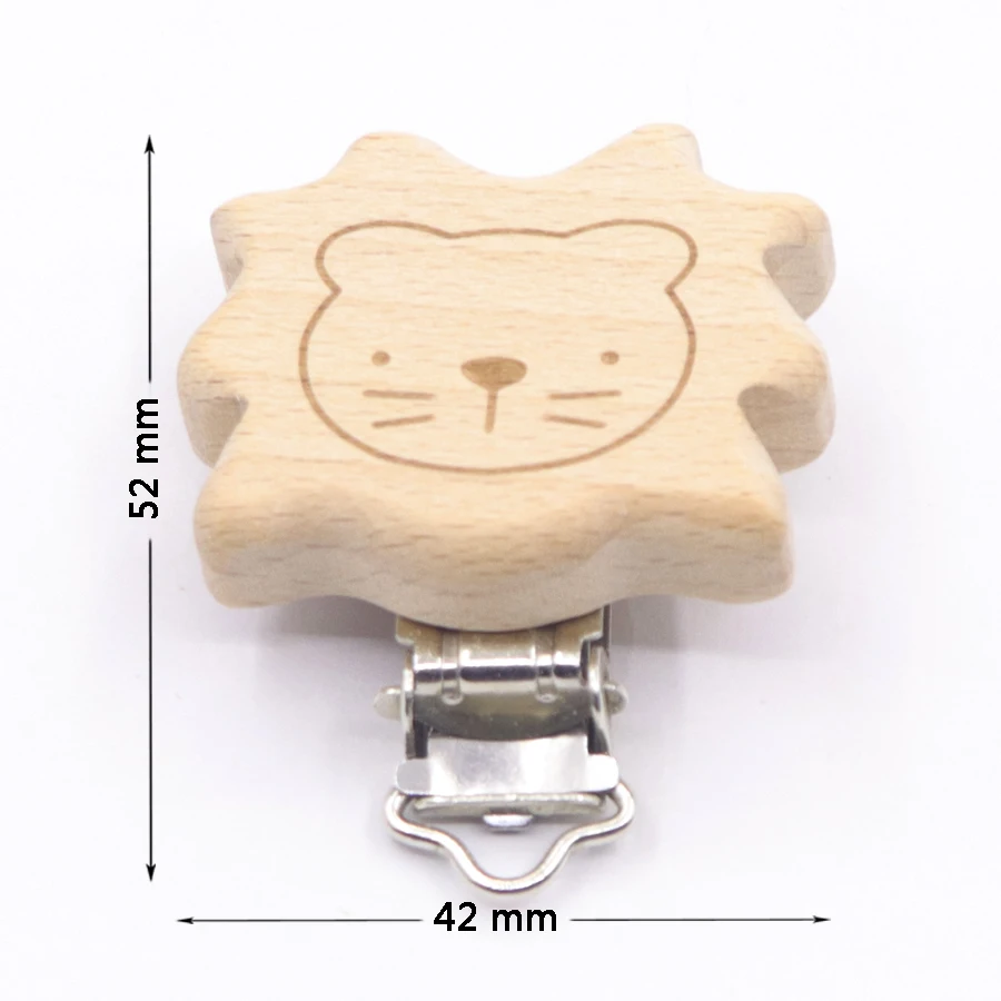 5PCS Wooden Rabbit Star Pacifier Clip Baby Accessories Wooden Animal Pacifier Metal Holder Elephant Pacifier Wooden Baby Teeth
